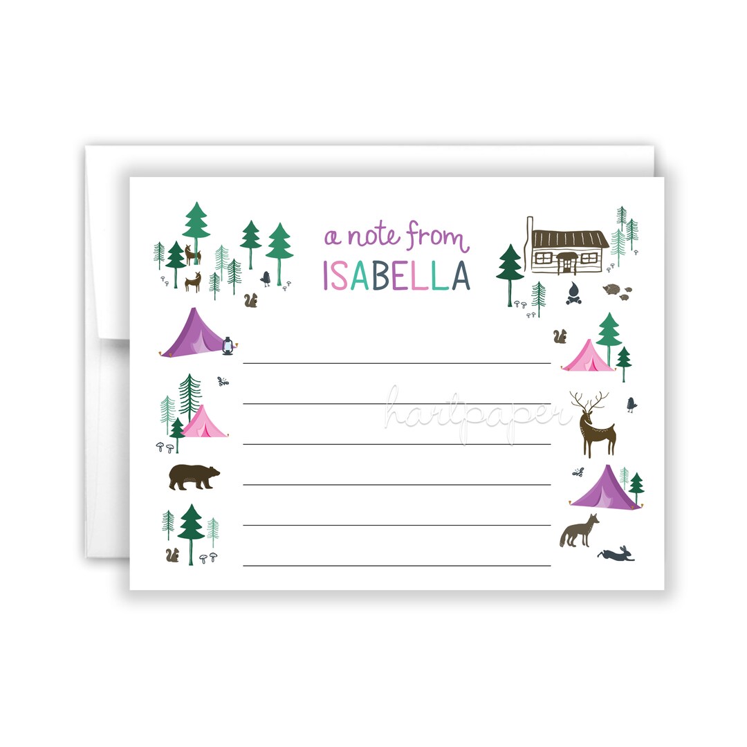 A Note From Camp Tent Camping Note Personalized Cards Summer Cheer ...