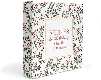 Holiday Christmas Memory Recipe Book Cards Family 3 Ring Binder 2" Personalized Custom Gift Birthday Mom Teacher Gifts Photo Album Holly