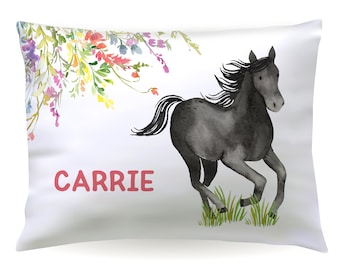 Personalized Horse Pony Pillowcase • Custom Pillow Case Cover 20x30 Toddler 13x18 • Birthday Gift Kids Children Girl Boy Holiday Christmas