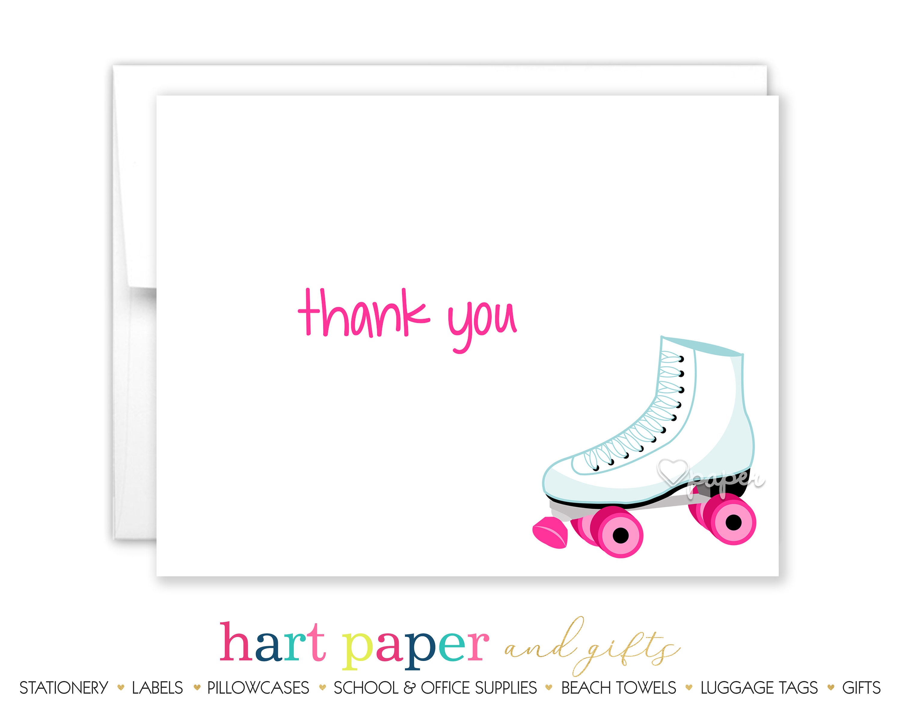 Roller Skate Skating Thank You Personalized Cards Folded | Etsy