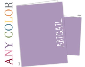 ANY COLOR Solid Personalized Folder 2 Pocket • Back to School Supplies Custom Office • Birthday Gift Holiday Girl Boy Kids Christmas Teacher