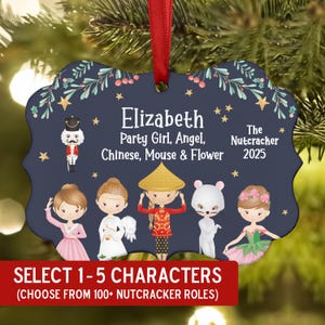 Select up to 5 Roles - Nutcracker Christmas Ornament Personalized 2025 Custom Holiday Decor Gift Boy Girl Ballerina Ballet > Tree