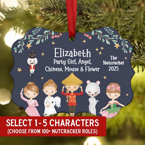 Select up to 5 Roles - Nutcracker Christmas Ornament Personalized 2025 Custom Holiday Decor Gift Boy Girl Ballerina Ballet > Tree