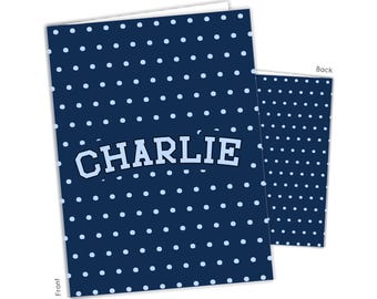 Blue Polka Dot Dots Personalized Folder 2 Pocket Back to School Supplies Custom Office Birthday Gift Holiday Girl Boy Kids Christmas Teacher