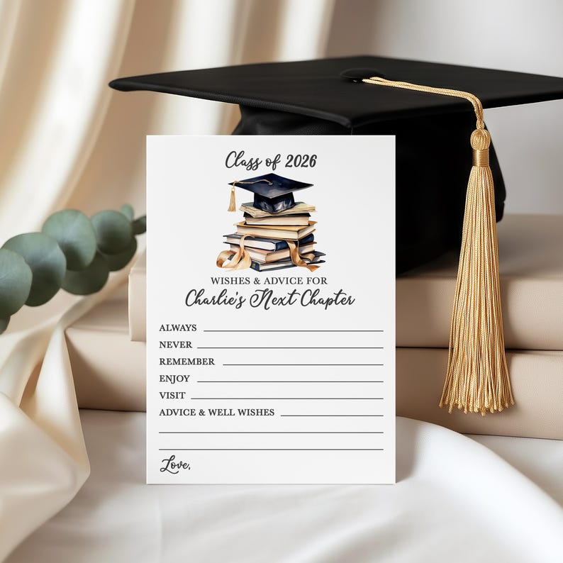 Next Chapter Books Graduation Party Advice Wishes Cards Personalized ...