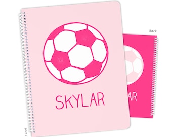 Pink Soccer Ball Sports Personalized Notebook Sketchbook Custom Birthday Gift Back to School Supplies Holiday Christmas Girl Boy Kids