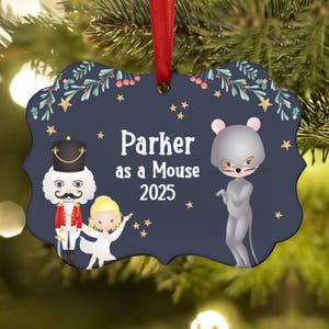 Nutcracker Mouse Rat King Queen Baby Lead Gray Christmas Ornament Personalized Girl Boy Custom Holiday Decor Gift Gifts Ballerina Ballet