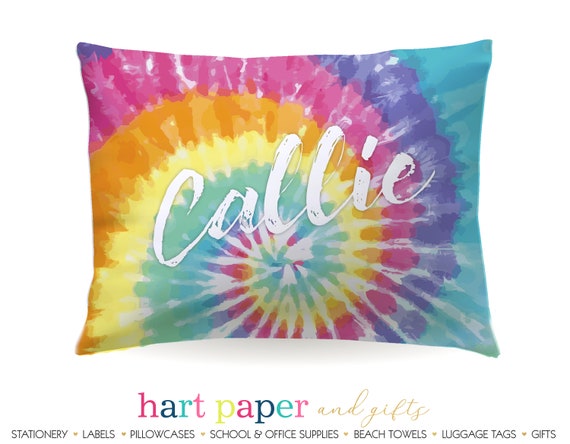 Personalized Tie Dye Tye Pillowcase Rainbow Tie Dye Pillowcase Throw Pillow