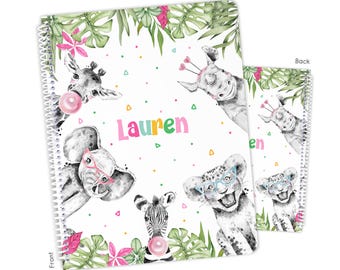Lion Zebra Zoo Safari Animal Farm Personalized Notebook Sketchbook • Custom Birthday Gift Back to School Supplies Holiday • Girl Boy Kids