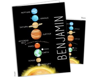 Planets Solar System Outer Space Personalized Folder 2 Pocket • Back to School Supplies Custom Office • Birthday Gift Holiday Girl Boy Kids