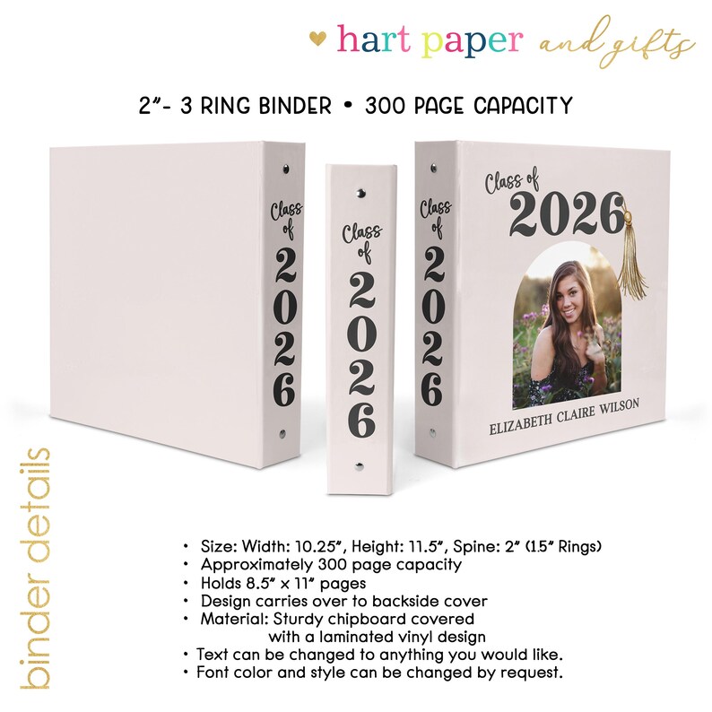 Binder Graduating Class Graduation Class of 2026 3 Ring Binder 2