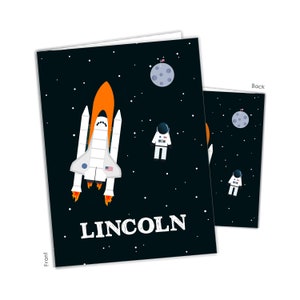 Space Shuttle Astronaut Rocket Personalized Folder 2 Pocket • Back to School Supplies Custom Office • Birthday Gift Holiday Girl Boy Kids