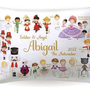 Personalized Nutcracker Pillowcase Role & Show Custom Pillow Case Cover 20x30 Toddler 13x18 Holiday Birthday Gift Kids Girl Boy Christmas