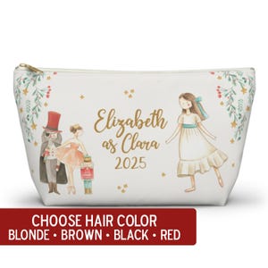 Clara Personalized Nutcracker Dance Bag Pouch Custom Makeup Travel School Supplies Cosmetic Christmas Holiday Birthday Gift Kids Girl Boy