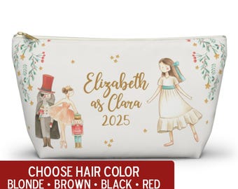 Clara Personalized Nutcracker Dance Bag Pouch Custom Makeup Travel School Supplies Cosmetic Christmas Holiday Birthday Gift Kids Girl Boy