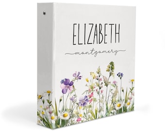 Wildflower Flowers 3 Ring Binder 2" Personalized Custom Gift Back to School Supplies Birthday Girl Boy Kids Adult Holiday Christmas
