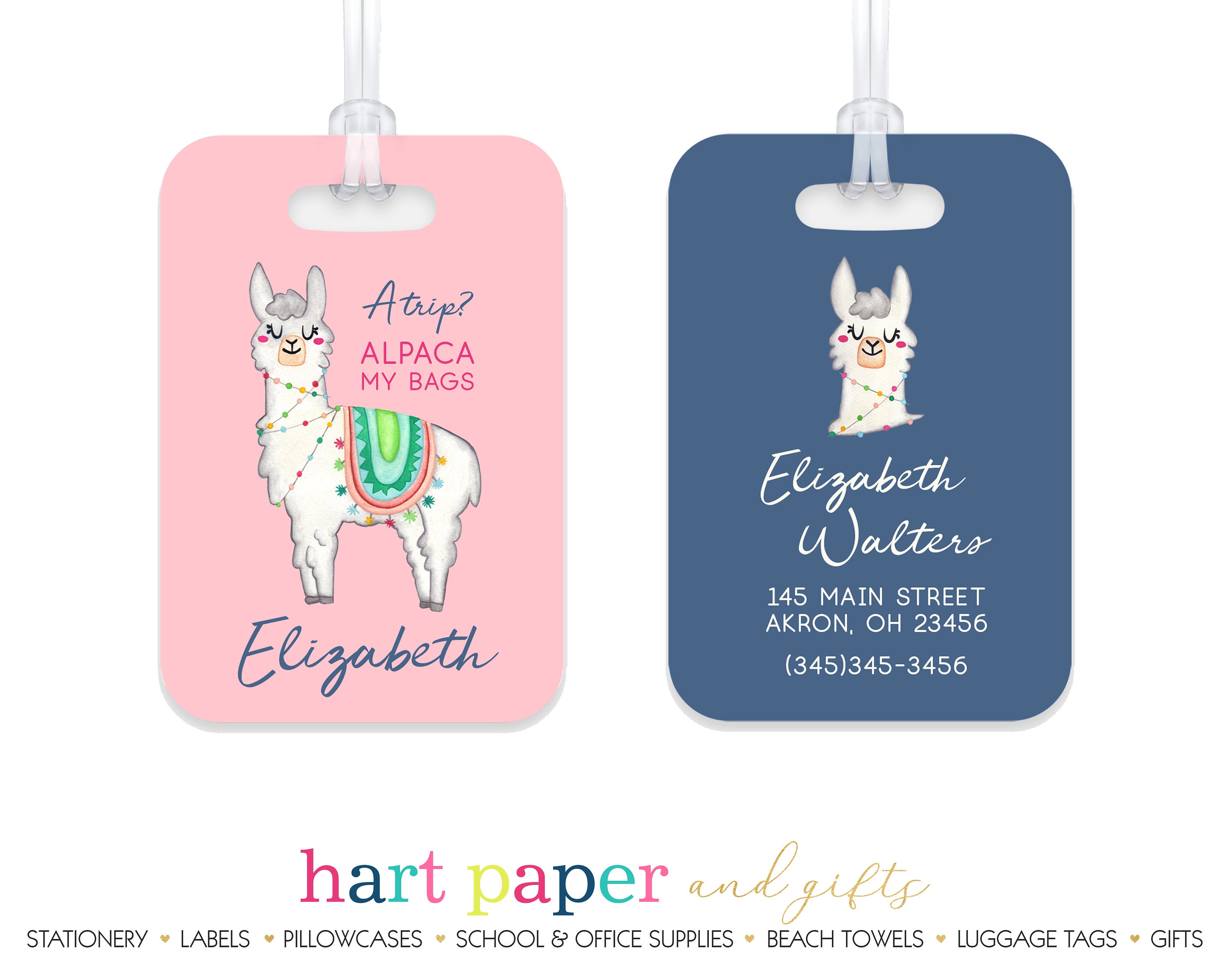 llama luggage tag