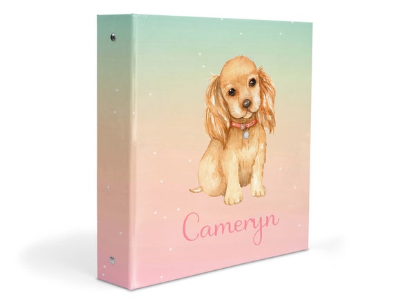Rainbow Dog Puppy 3 Ring Binder 2" Personalized Custom Gift Back to School Supplies Birthday Girl Boy Kids Adult Holiday Homeschool