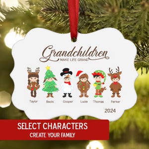 Grandchildren Make Life Grand Christmas Ornament Personalized 2024 Custom Holiday Decor Gift Grandparents Our Grandkids Family Boys Girls &gt;