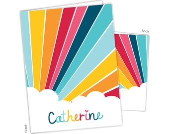Rainbow Personalized Folder 2 Pocket • Back to School Supplies Custom Office • Birthday Gift Holiday Girl Boy Kids Christmas Teacher Adult