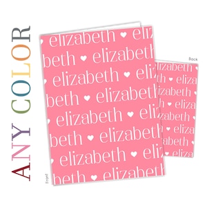 ANY COLOR Repeat Name Personalized Folder 2 Pocket • Back to School Supplies Custom Office • Birthday Gift Holiday Girl Boy Kids Christmas
