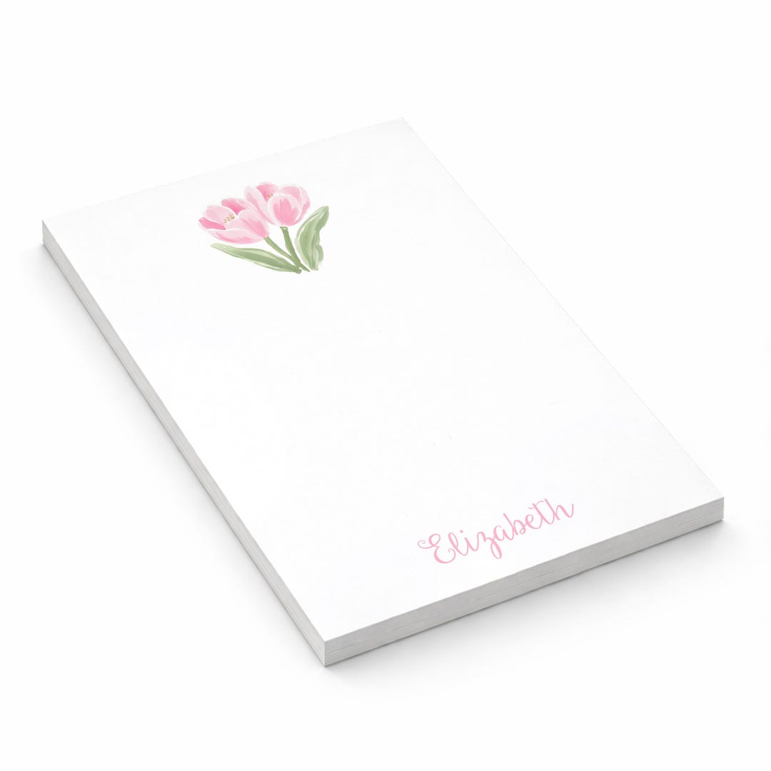 Pink Tulip Tulips Flowers Personalized Notepad Blank Lined Note ...