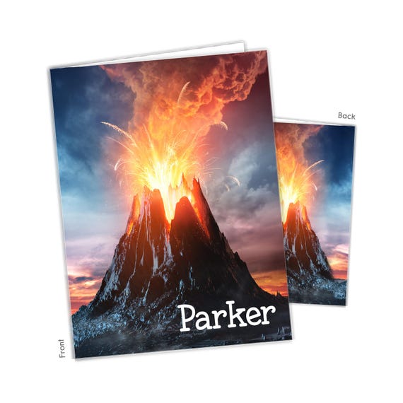 Volcano Lava Personalized Folder Pocket • Back to School