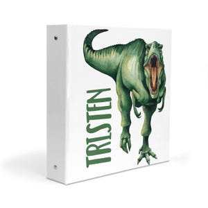 Dinosaur T-Rex Dino 3 Ring Binder 2&quot; Personalized Custom Gift Back to School Supplies Birthday Girl Boy Kids Adult Holiday Christmas Home