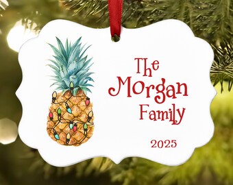 Rainbow Pineapple Christmas Ornament • Personalized Custom Holiday Decor • Gift Boy Girl Kids Children Tree