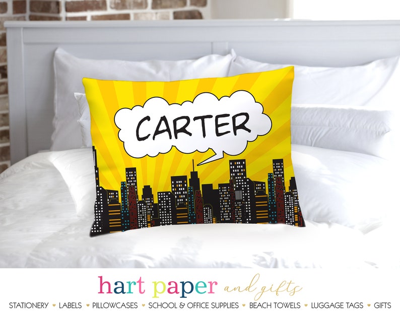 Personalized Superhero Pillowcase Super Hero \u2022 Custom Pillow Case Cover Standard 20x30 \u2022 Birthday Gift Kids Children Girl Boy