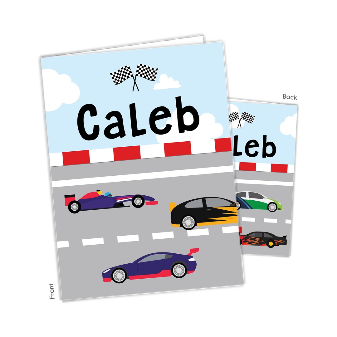 File Folder Racing Cars Race Car Transportation Personalized Folder 2 Pocket • Back to School ...