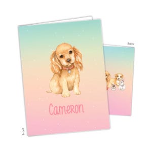 Rainbow Dog Puppy Personalized Folder 2 Pocket • Back to School Supplies Custom Office Birthday Gift Holiday Girl Boy Kids Christmas Teacher