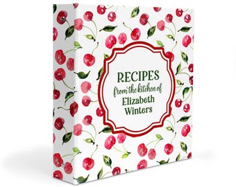 Cherry Cherries Fruit Food Recipe Card Family 3 Ring Binder Personalized Custom Gift Birthday Mom Friend Bridal Shower Meal Wedding Holiday