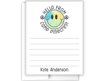 Tie Dye Happy Hello from Camp Lined Camping Note Personalized Cards Summer Cheer Scout Flat Stationery Custom • Care Package Gift Girl Boy