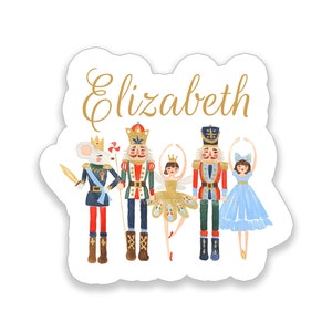 Nutcracker Ballet Vinyl Stickers Personalized Decal Label Back to School Supplies Custom Water Resistant Birthday Gift Holiday Girl Boy Kids