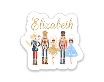 Nutcracker Ballet Vinyl Stickers Personalized Decal Label Back to School Supplies Custom Water Resistant Birthday Gift Holiday Girl Boy Kids