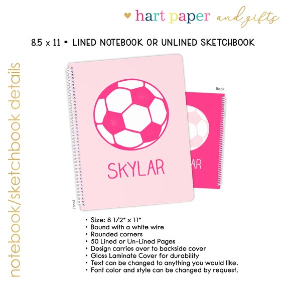 Cuaderno de espiral de fútbol personalizado, cuaderno personalizado para  niños, adolescentes, niñas, mujeres, regalos para niños