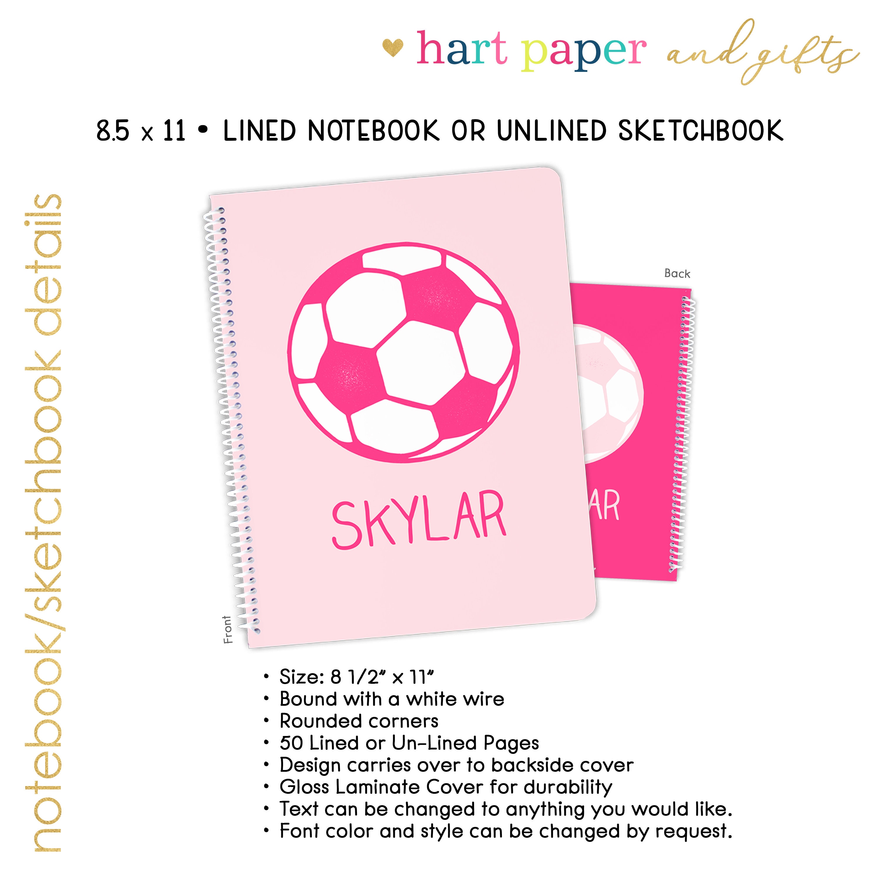 Pink Soccer Ball Sports Personalized Notebook Sketchbook Custom Birthday  Gift Back to School Supplies Holiday Christmas Girl Boy Kids -  Sweden