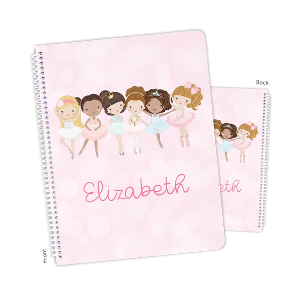 Ballerina Ballet Dance Personalized Notebook Sketchbook • Custom Gift School Supplies Spiral Bound Birthday Girl Boy Kids