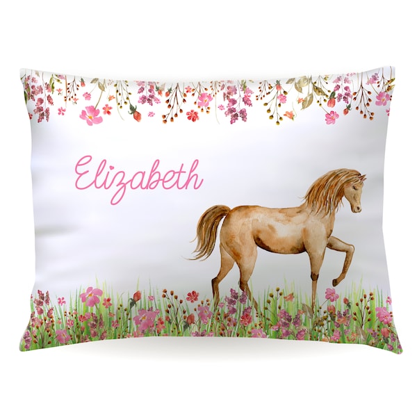 Personalized Horse Pony Pillowcase • Custom Pillow Case Cover 20x30 Toddler 13x18 • Birthday Gift Kids Children Girl Boy Holiday Christmas