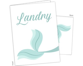 Mermaid Tail Personalized Folder 2 Pocket • Back to School Supplies Custom Office • Birthday Gift Holiday Girl Boy Kids Christmas Teacher
