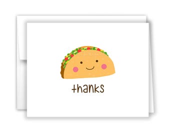 Taco Gracias Fiesta Food Thank You Personalized Cards • Folded Flat Card Stationery Custom Printed Notecard • Birthday Shower Wedding Bridal