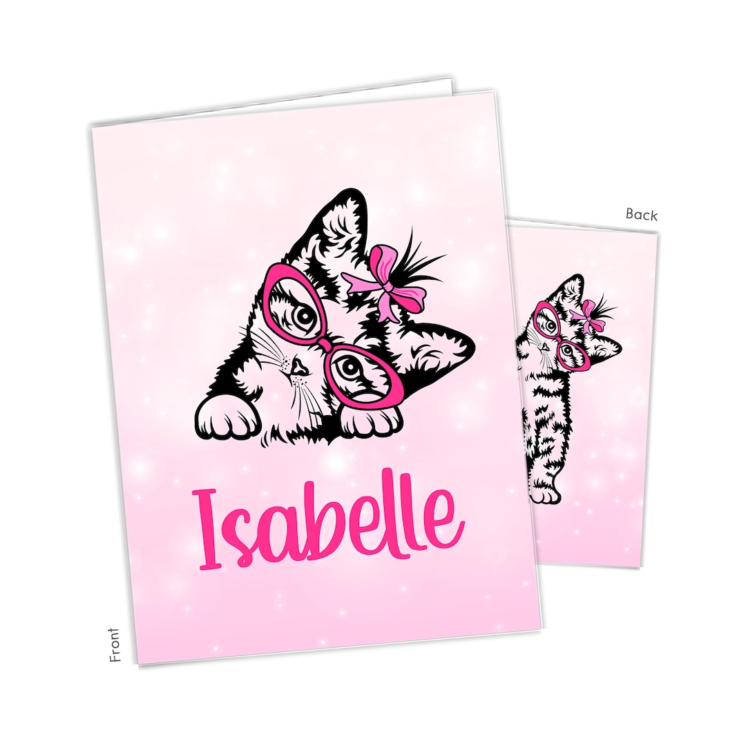 Pink Rainbow Cat Kittens Personalized Folder 2 Pocket Back to School ...