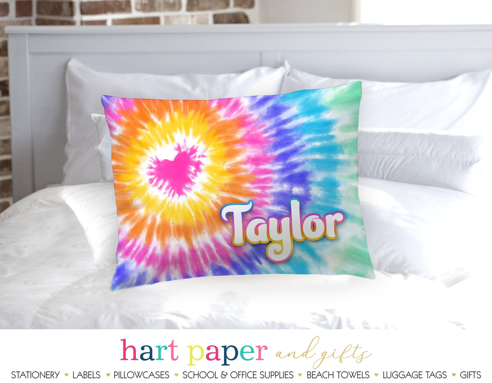 Personalized Heart Tie Dye Tye Pillowcase Custom Pillow Case Etsy UK
