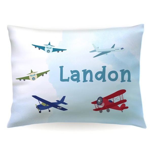 Personalized Airplane Pillowcase Air Plane • Custom Pillow Case Cover 20x30 Toddler 13x18 Birthday Gift Kids Children Girl Boy Christmas