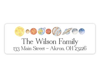Planet Solar System Space Return Address Labels Personalized Custom Favor Self Adhesive Sticker Birthday Baby Shower Wedding Invitations