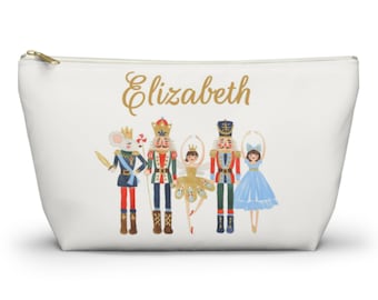Personalized Nutcracker Dance Bag Pouch Custom Makeup Travel Back to School Supplies Cosmetic Christmas Holiday Birthday Gift Kids Girl Boy