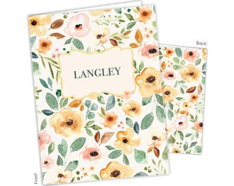 Flowers Personalized Folder 2 Pocket • Back to School Supplies Custom Office • Birthday Gift Holiday Girl Boy Kids Christmas Teacher Wedding