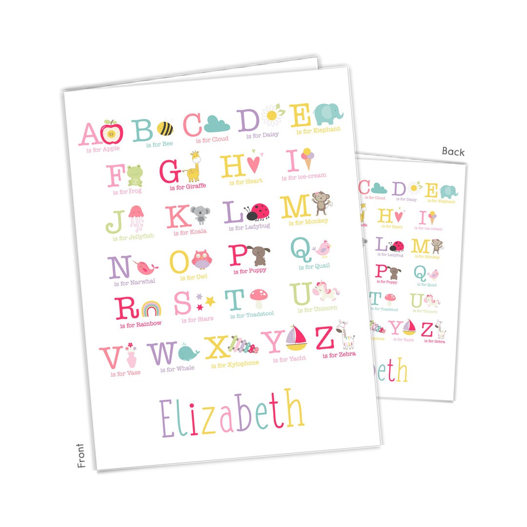 Alphabet Abc's Rainbow Personalized Folder 2 Pocket • Back to School ...