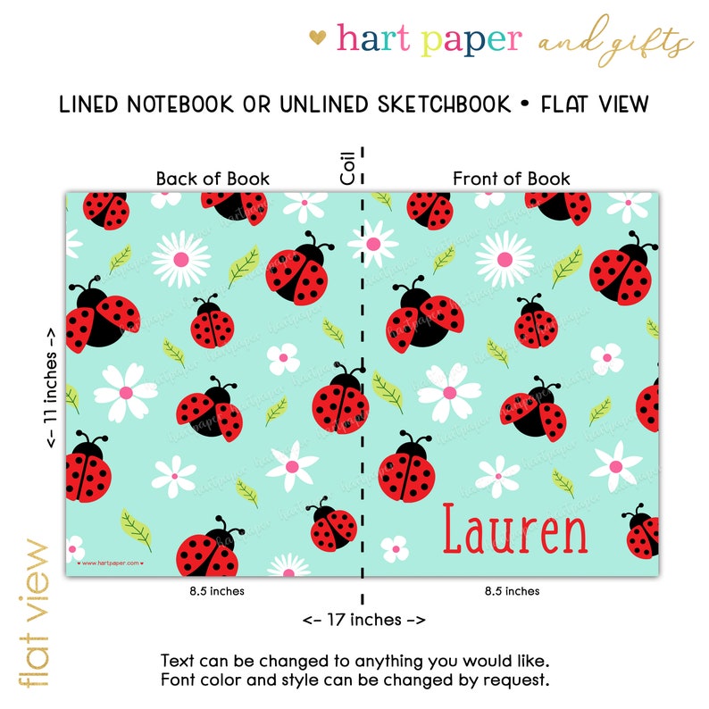 Ladybug Notebook Ladybug Lady Bugs Insects Personalized Notebook Sketchbook • Custom ...